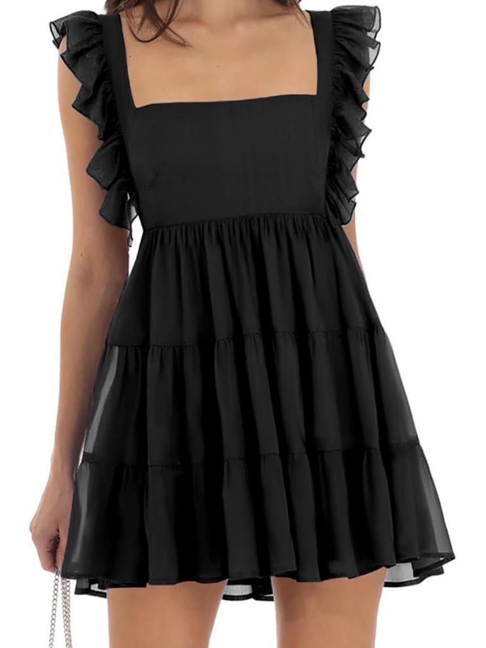 Black Ruffled Tiered Mini Dress